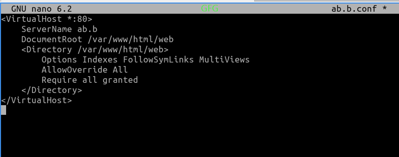Content of Virtual Host file