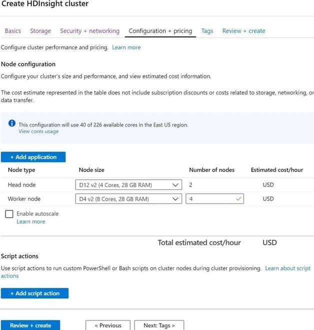 Configuring And Pricing HDInsight Cluster
