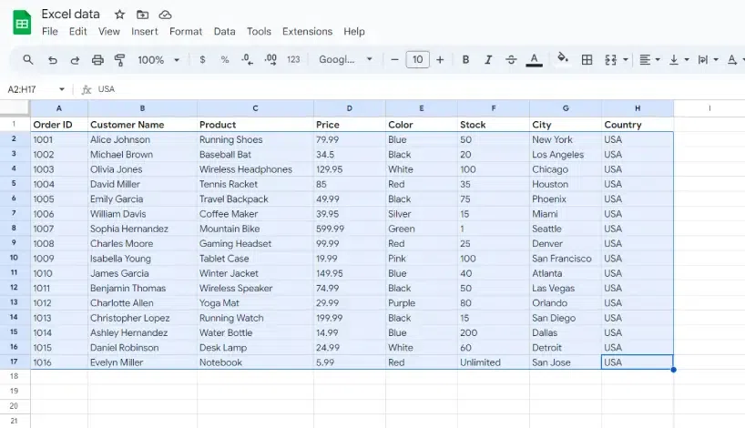 Sort data in Excel