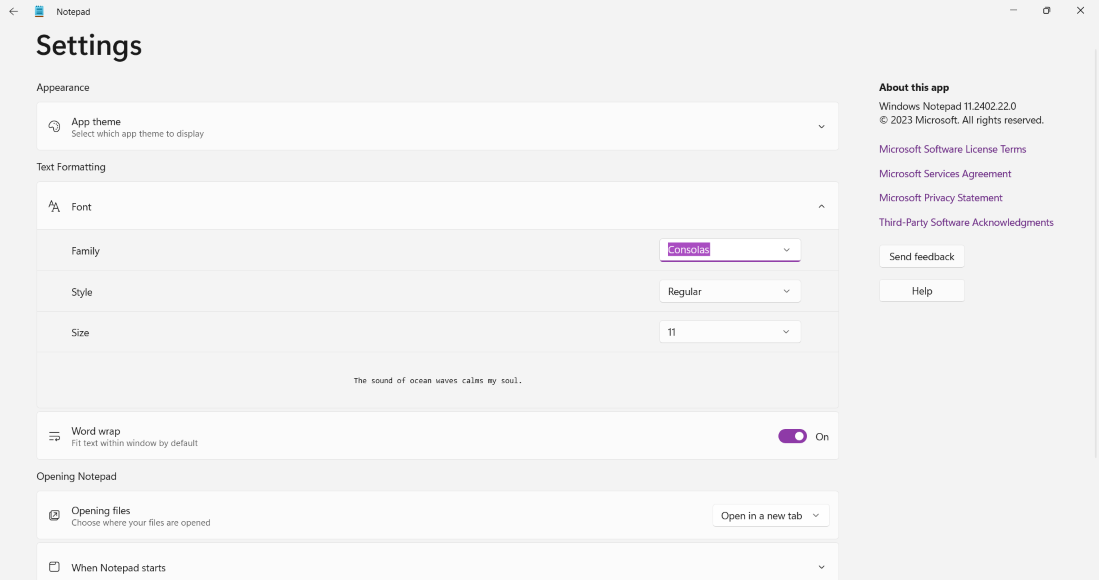 Change Font in notepad