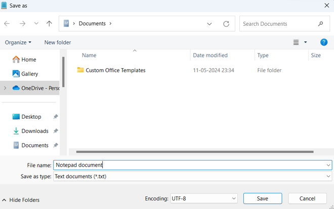 Text file in notepad