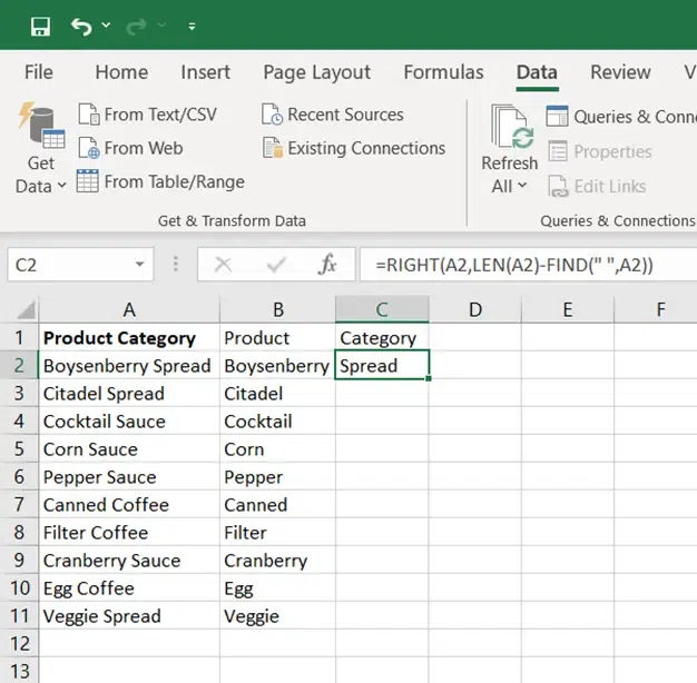 Split Cells in Excel