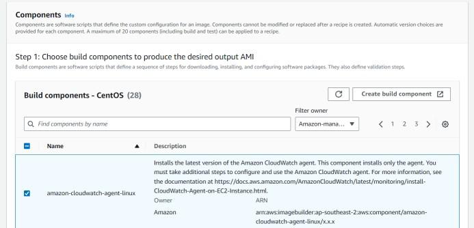 Components for EC2 Image Builder recipe