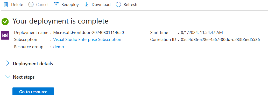 Deployment completed