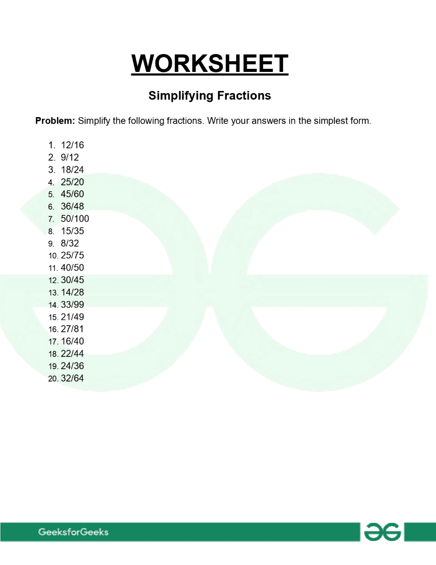 Worksheet-on-Simplifying-Fractions