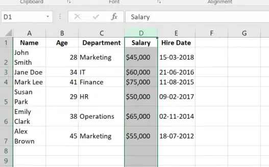 Swap Columns in Excel