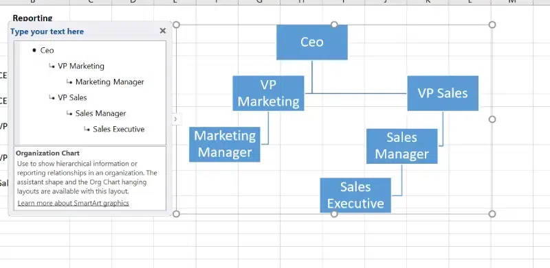 How to make Organizational Chart in Excel