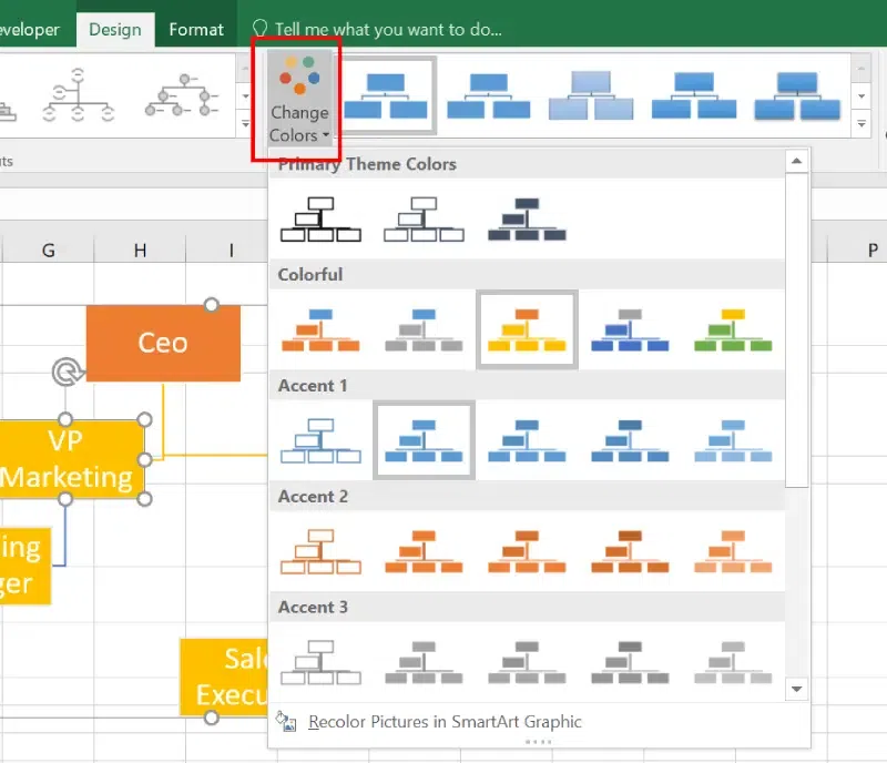 How to make Organizational Chart in Excel