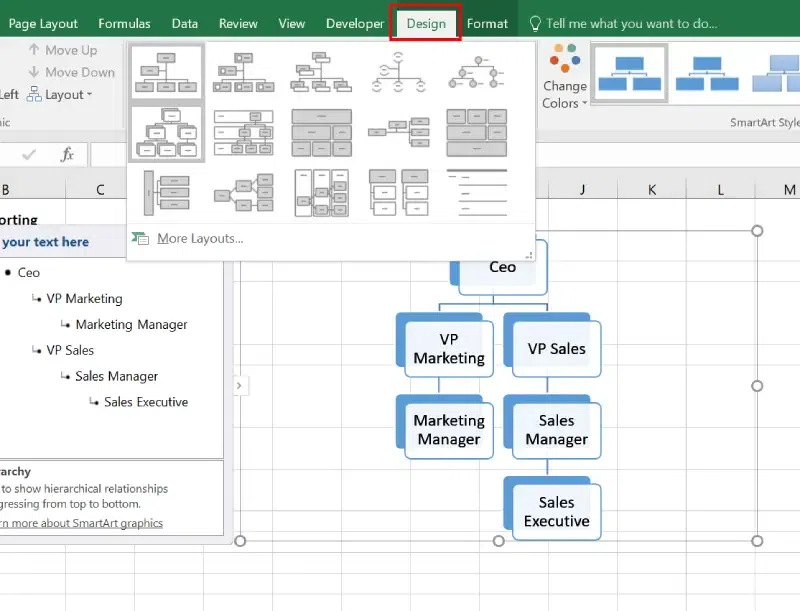 How to make Organizational Chart in Excel