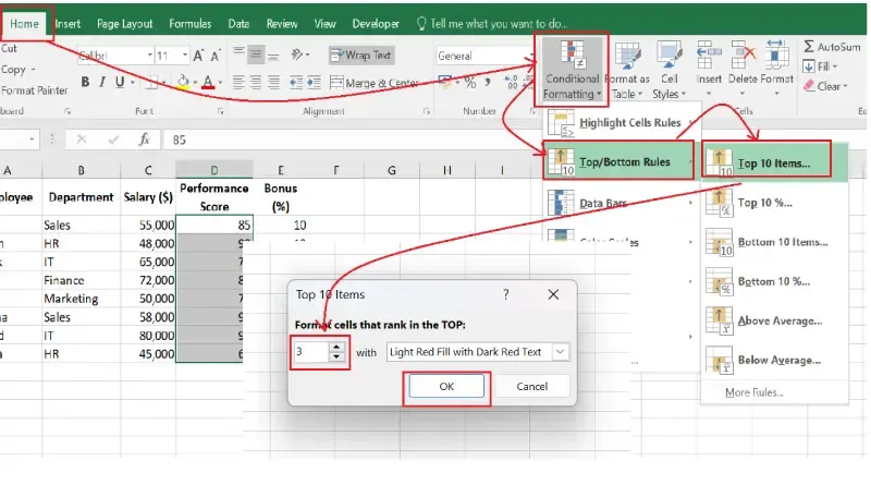 Click-on-Top-3-Values