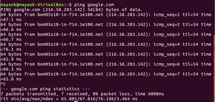 ping google.com