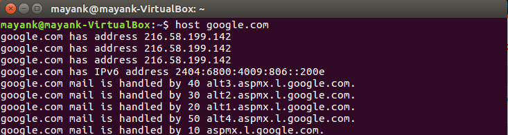 host google.com