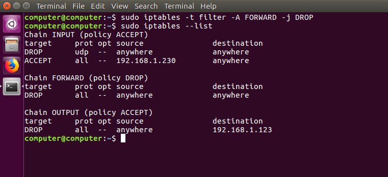 --jump parameter with iptables