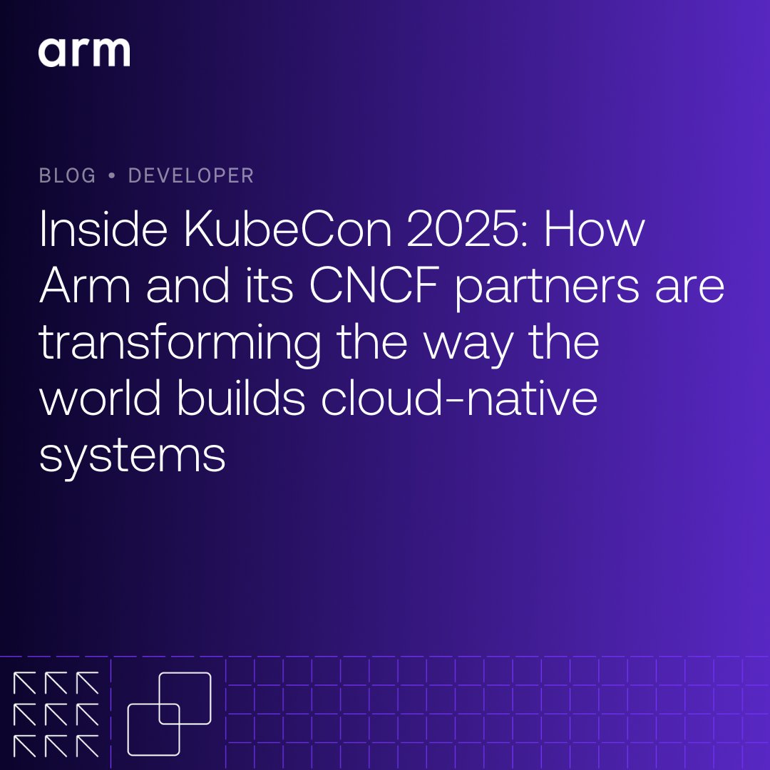 KubeCon + CloudNativeCon highlights just how quickly the cloud-native ecosystem is advancing. Developers everywhere are rethinking performance, scalability, and efficiency - across architectures - built on Arm.