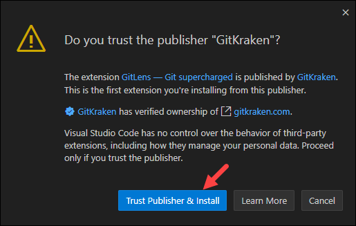 Installing GitLens.
