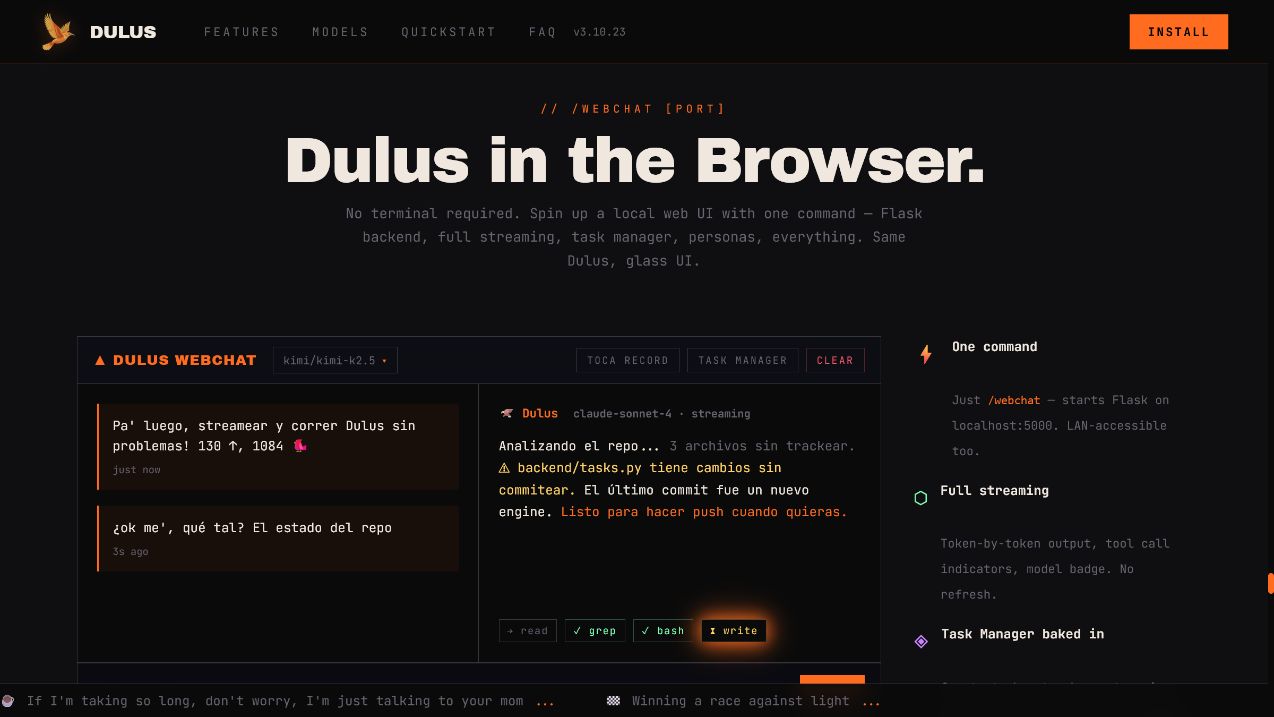 Dulus WebChat streaming interface