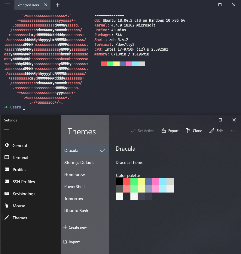 Screenshot of Dracula: Fluent Terminal