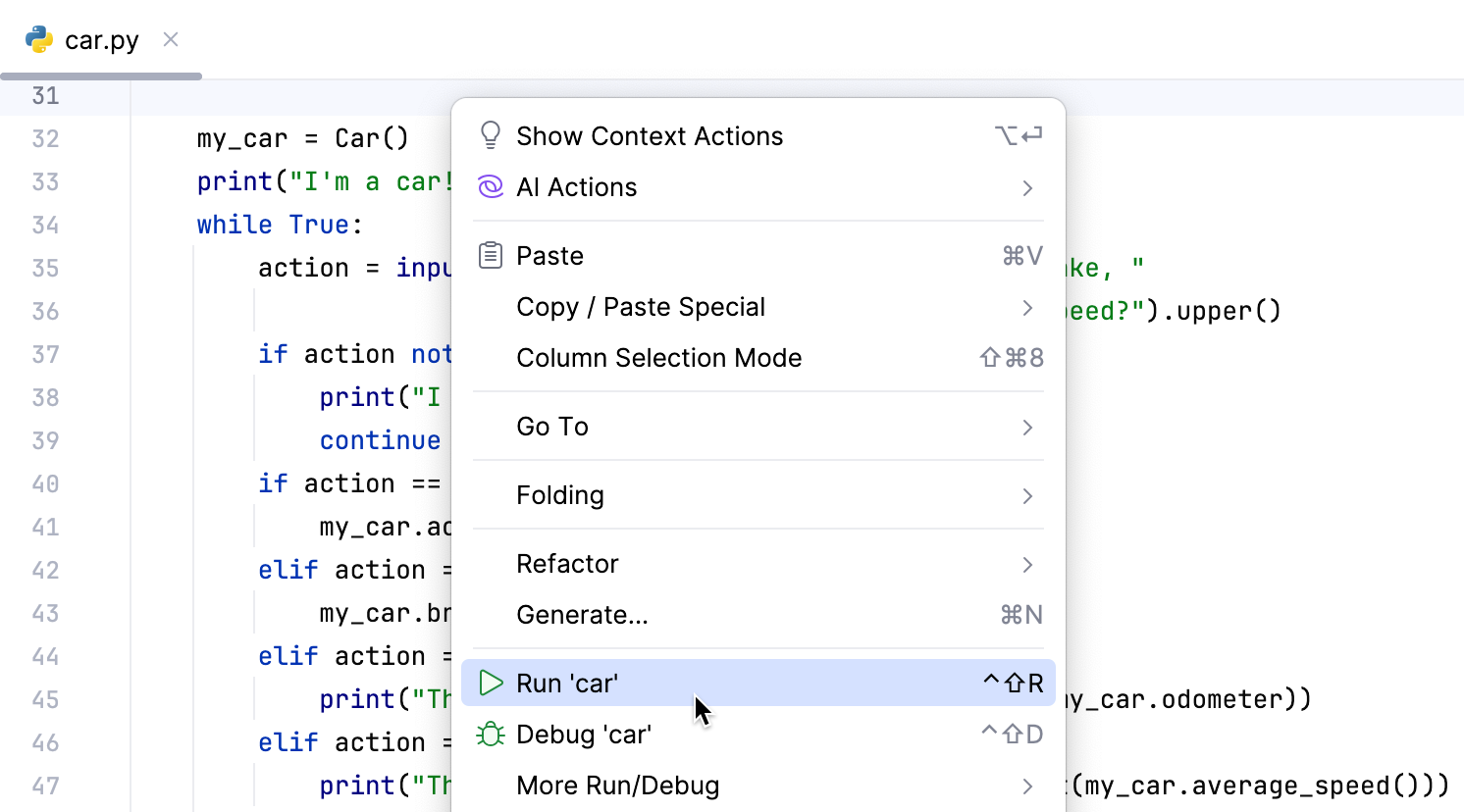 Running code Running code