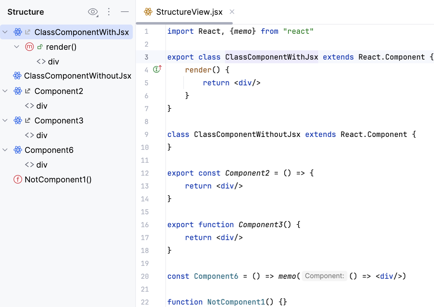 Structure view - component nodes Structure view - component nodes