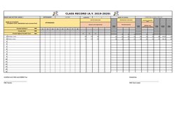 CLASS RECORD (A.Y. 2019-2020)
GRADE AND SECTION: GRADE 1
INSTRUMENT:
GUITAR
QUARTER:
1
NAME OF SCHOOL:
CHRISTIAN SCHOOL FOR L