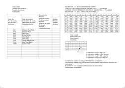 Color Chart
Tableau des couleurs
Cuadro de colores
Farbtabelle
Color No.
No. de couleur
No. de color
Farbcode
Color descripti