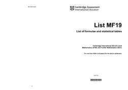 16
BLANK PAGE
List MF19
List of formulae and statistical tables
Cambridge Inter
