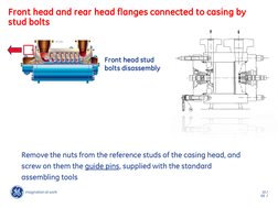 10 /
GE /
Front head stud
bolts disassembly
Front head and rear head flanges connected to casing by
stud bolts
Remove