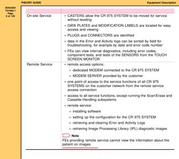 THEORY GUIDE
Equipment Description
05AUG05
TG1883-1
Page
8 of 120
On-site Service
• CASTERS allow the CR 975 SYSTEM to be mo