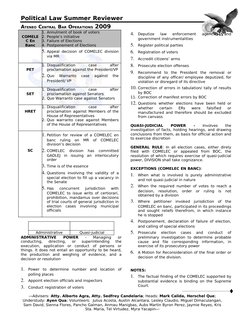 Political Law Summer Reviewer
ATENEO CENTRAL BAR OPERATIONS 2009
COMELE
C En
Banc
1. Annulment of book of voters
2. People’
