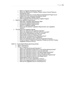 P a g e | ix
o
What is a Capacity Development Program?
o
What is the difference of a CapDev Program versus a Human R