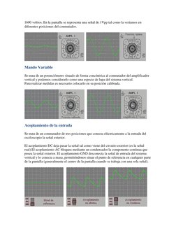 1600 voltios. En la pantalla se representa una señal de 1Vpp tal como la veríamos en
diferentes posiciones del conmutado