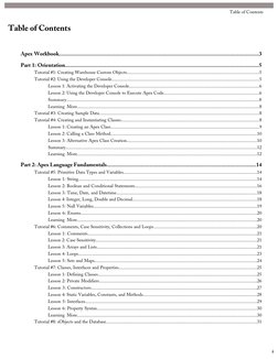 Table of Contents
Apex Workbook..............................................................................................