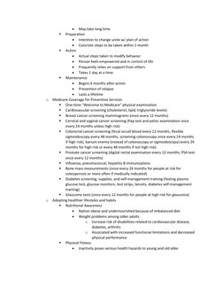 
May take long time
Preparation
Intention to change unite w/ plan of action
Concrete steps to be taken within 1