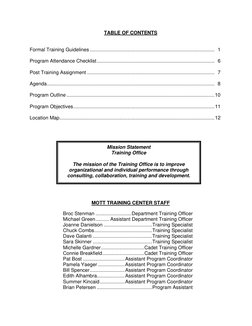 TABLE OF CONTENTS
Formal Training Guidelines ...........................................................................