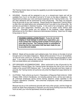 11/14/06
2
The Training Center does not have the capability to provide transportation to/from
Monterey Airport.
4.
HOU