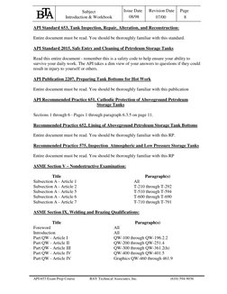 API-653 Exam Prep Course
BAY Technical Associates, Inc.
(610) 594-9036
Issue Date
Revision Date
Page
08/98
07/00
Su