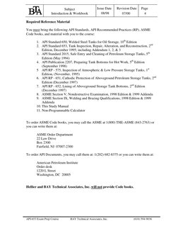 API-653 Exam Prep Course
BAY Technical Associates, Inc.
(610) 594-9036
Issue Date
Revision Date
Page
08/98
07/00
Su