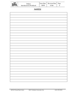 API-653 Exam Prep Course
BAY Technical Associates, Inc.
(610) 594-9036
Issue Date
Revision Date
Page
08/98
07/00
Su