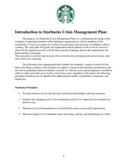 3
Introduction to Starbucks Crisis Management Plan:
The purpose of a Starbucks Crisis Management Plan