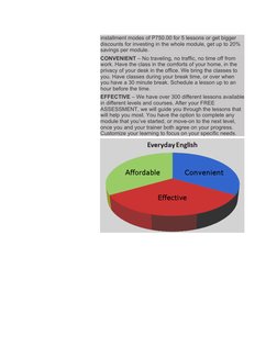 installment modes of P750.00 for 5 lessons or get bigger
discounts for investing in the whole module, get up to 20%
savings