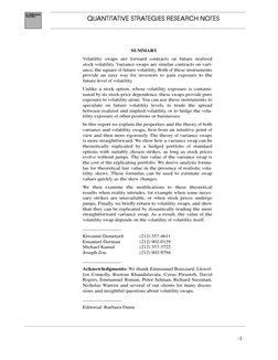 -1
QUANTITATIVE STRATEGIES RESEARCH NOTES
Sachs
Goldman
SUMMARY
Volatility swaps are forward contracts on future realized
sto