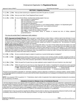 Endorsement Application for Registered Nurses Page 2 of