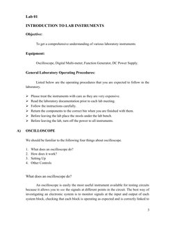 Lab 01
INTRODUCTION TO LAB INSTRUMENTS
Objective:
To get a comprehensive understanding of various laboratory instruments
Equi