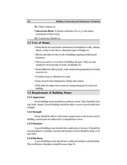 Building Construction and Maintenance Technician
156
Ex : Slate, Latrine etc.
Calecareous Rock : Calcium carbonate (Ca