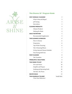 The Cleanse 28
sm Program Guide
Why Should I Cleanse?
2
What Is Mucoid Plaque?
3
pH Testing
3
Electrolytes
3
Clean