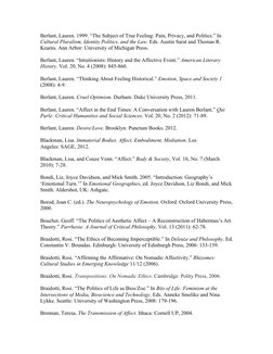 Berlant, Lauren. 1999. “The Subject of True Feeling: Pain, Privacy, and Politics.” In
Cultural Pluralism, Identity Politics,
