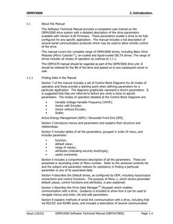 OEMV3000
1. Introduction.
Issue (10/03)
OEMV3000 Software Technical Manual (OEM1679EN)
Page 1-3
1.1
About this Manual
T