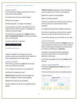 Investigación de la Programación orientada a objetos
4
¿Qué es clase?
Es un fragmento de código java que permite crear