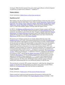 Techniques. When this book spread to East Asia, it had a great influence on the development
of martial arts in regions such