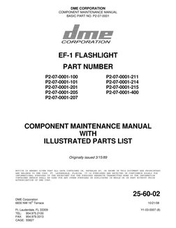 DME CORPORATION
COMPONENT MAINTENANCE MANUAL
BASIC PART NO. P2-07-0001
25-60-02
DME Corporation
6830 NW 16th Ter